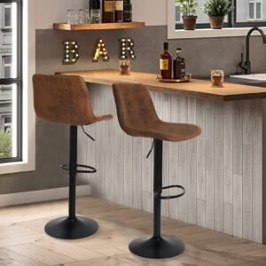 Set of 2 Bar Stools  Swivel Barstool Chairs with Back, Adjustable Height Bar Chairs, Modern Pub Kitchen Counter Height 1