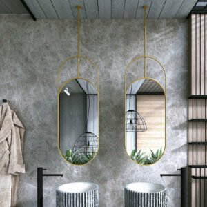 Makeup Decorative Mirror Bathroom Nordic Modern Led Lighted Wall Mirror Metal Frame Design Shower Espejo Redondo Decorating Room 1