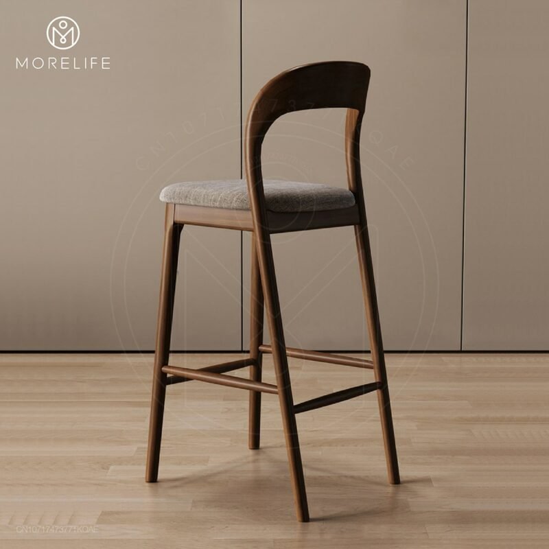 Nordic designer solid wood bar chair Reception chair Coffee chair Simple high chair Cashier desk chair Island table Dining chair 3