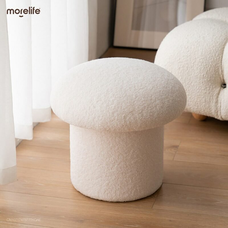 Nordic design makeup stool household cashmere lamb shoes stool footstool design mushroom stool shoes stool dressing stool 2