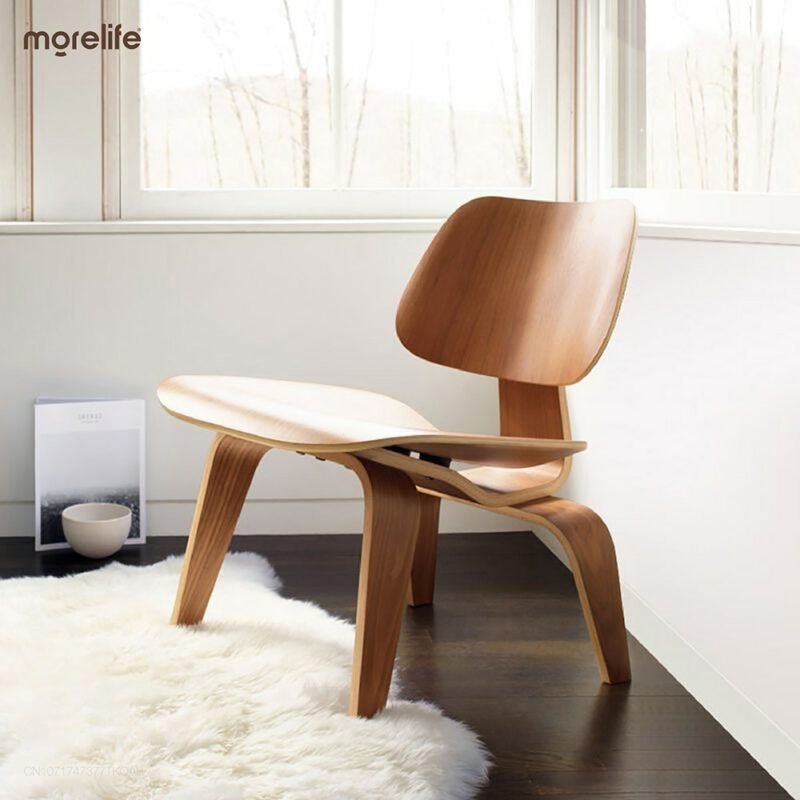 Nordic vintage coffee chair hotel chair plywood leisure armchair kitchen chair simple back chair modern solid wood leisure 2