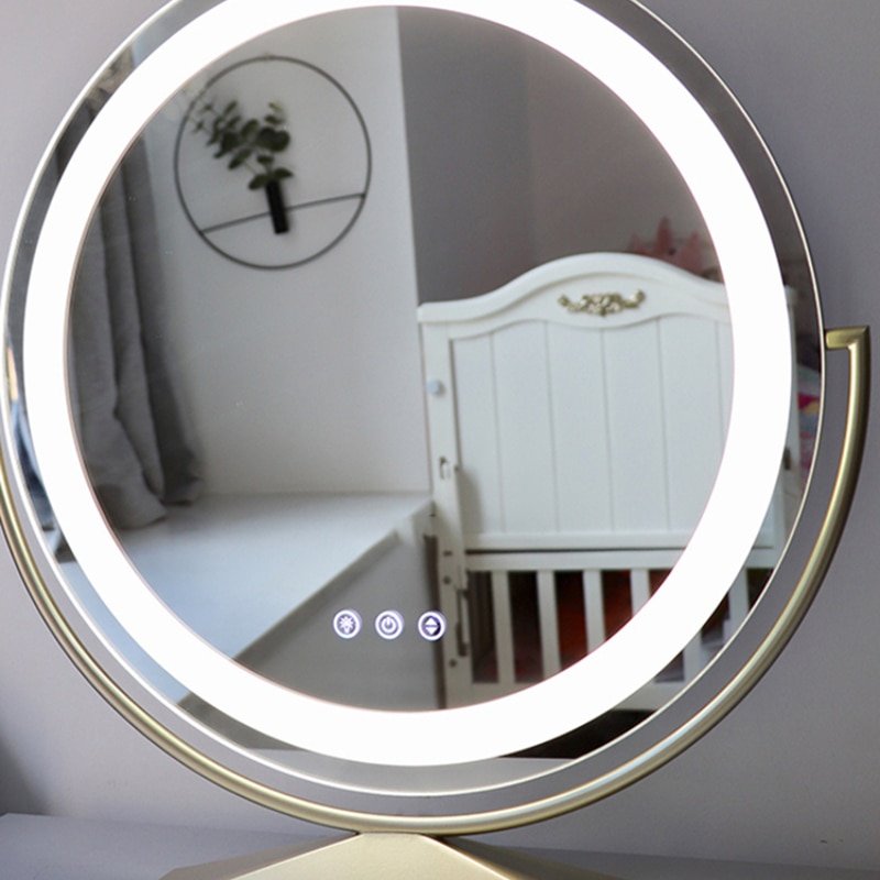 Flexible Round Kawaii Makeup Quality Luxury Design Kawaii Makeup with Led Light Dressing Table Bedroom Specchio Dorm Decor 1