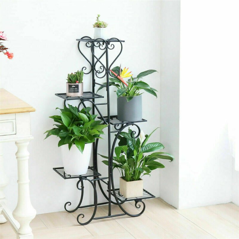 5 Tiered Tall Plant Stand Indoor Iron Planter Shelf Rack Garden Metal Flower Pots Display Holder Outdoor 2
