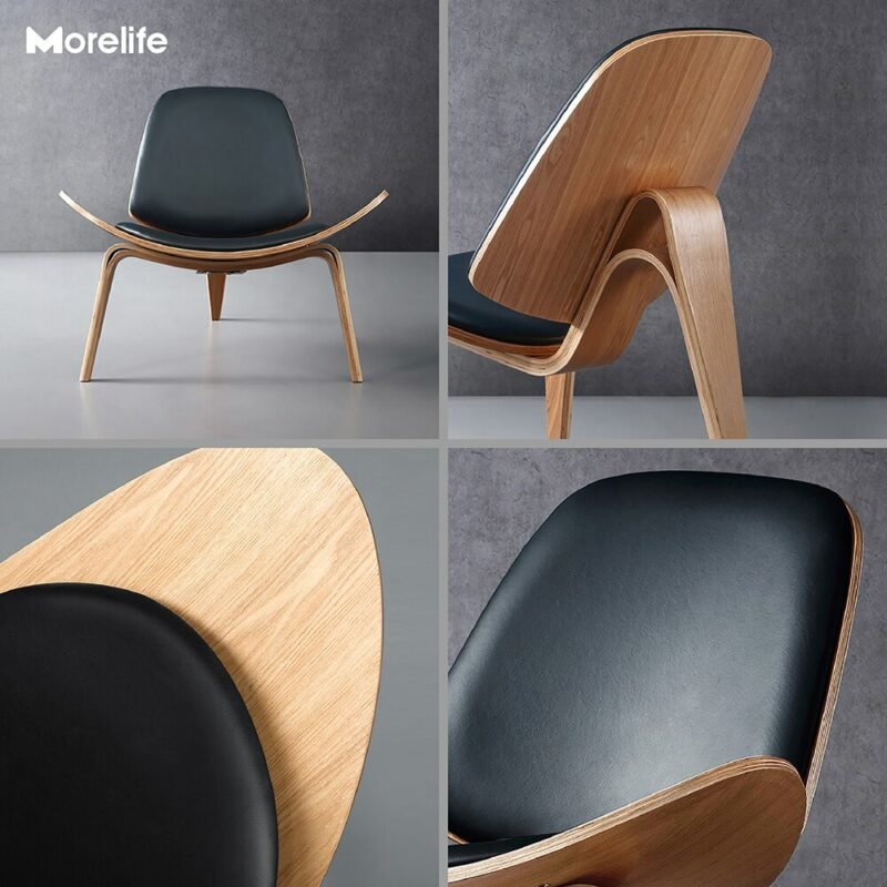 Nordic Denmark Design chair Smiling Shell Chair Simple sofa Lounge chair Armchair Plywood Fabric Living Room Furniture Chair 6