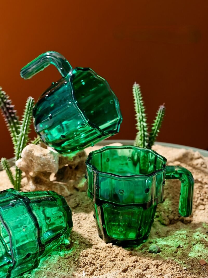 Creative Cactus Glass Cups Family Drinkware Water Cup Gift Box Set Green Tumbler Glassware Christmas Gift 6