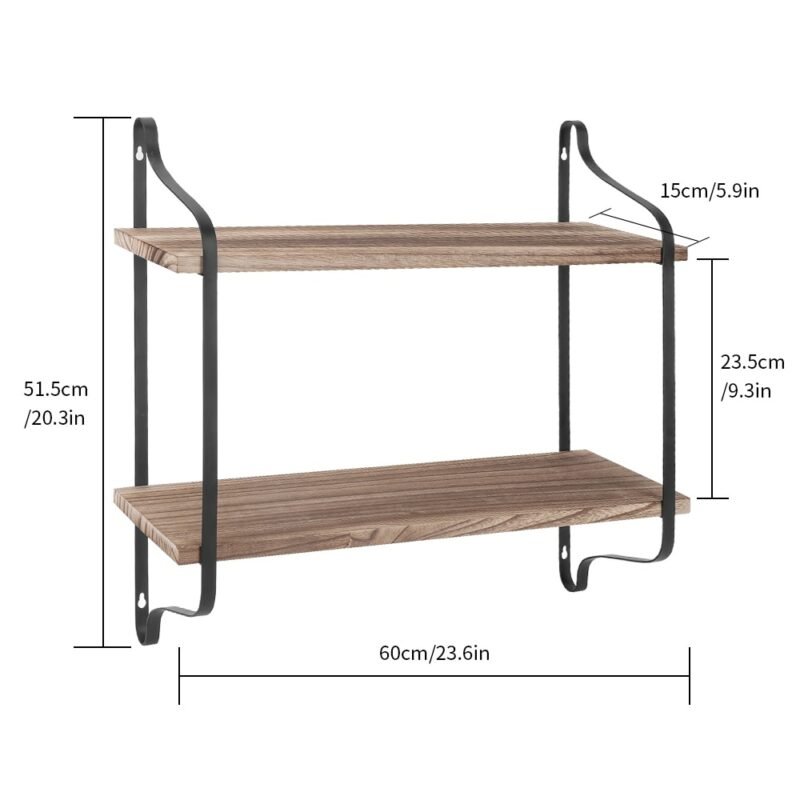 Large Rustic Industrial Pipe Wall Floating Shelf Wooden Storage Shelving Unit 4