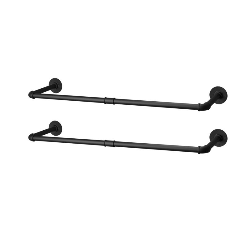Pack Of 2 Industrial Pipe Clothes Rail Rack Wall-mounted Garment Pipe Rack Wall Iron Closet Organizer Garment Hanging Rod 6