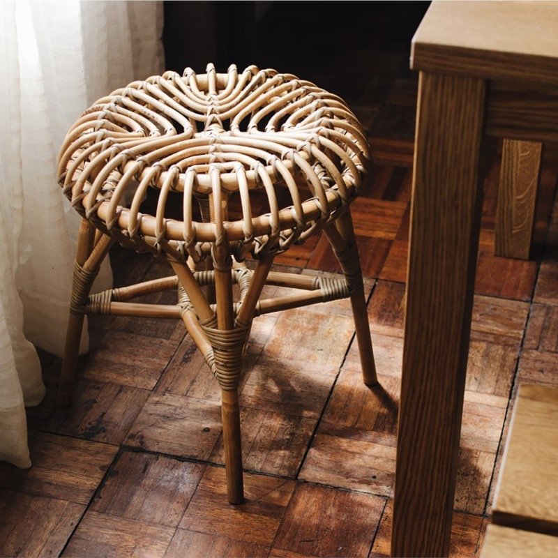 Household Rattan Stool French Retro Nordic Home Dining Chair Living Room Coffee Table Side A Few Exquisite Dressing Table Stool 6