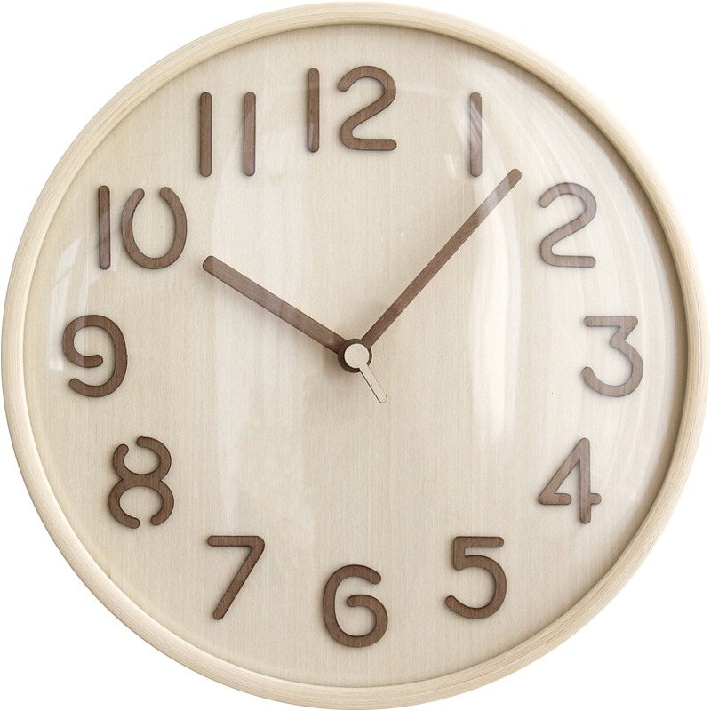 MOMO Japanese Style Solid Wood Silent Wall Clock Bedroom Hanging Wall Decoration Clock 3D Living Room Log Clock 5