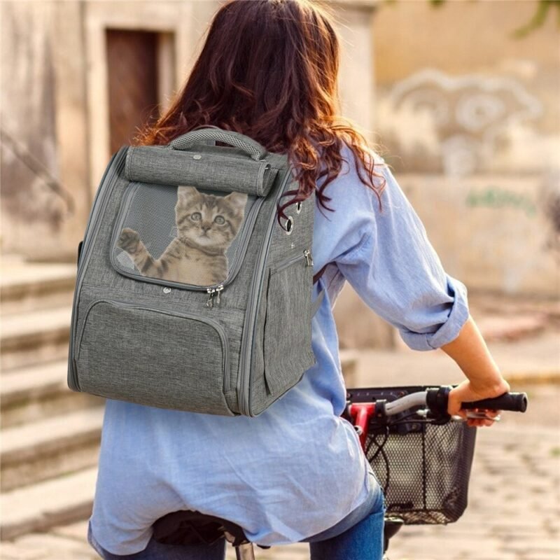 Pet Carrier Backpack, Cat Backpack Carrier with Breathable Mesh for Small Dogs Cats, Dog Backpack Bag for Hiking Travel Camping 3