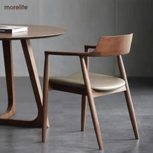 Nordic Solid Wood Dining Chair Hiroshima Chair Ash Wood Log Meeting Talk Simple Backrest Chair Dining Chairs 1