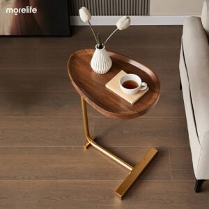 Simple Modern Side Table Sofa Corner Table Bedside Reading Oval Coffee Table Tea Solid Wood Counter Top Living room furniture 1