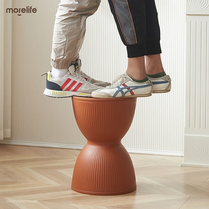 Plastic stool Designer Footstool side table creative design hourglass bedside table fashionable changing shoes round stool 3