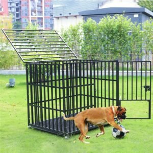 Rolling Heavy XXL Large Pet Cage Thick Metal Dog Crate Kennel Playpen with Tray 1