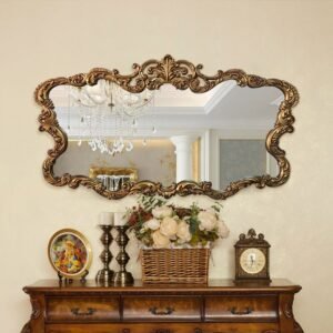 Length Makeup Vintage Wall Mirror Design Irregular Bathroom Luxury Gold Accessories Decoraciones Espejos Con Luces Room Decor 1