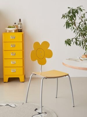 MOMO Home Fun Small Flower Dining Chair Middle Designer Ins Nordic Home Casual Backrest Chair Cute Chair 1