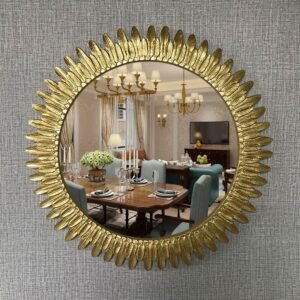 Bedroom Bathroom Decorative Mirror Cosmetic Round Wall Decorative Mirror Gold Vintage Espelhos Home Decoration Luxury YY50DM 1