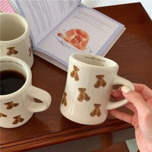 Cartoon Bear Ceramic Coffee Mug Chocolate Bear Mug Girl Retro Coffee Cup Afternoon Tea Cute Ceramic Mug  cute coffee mug 1