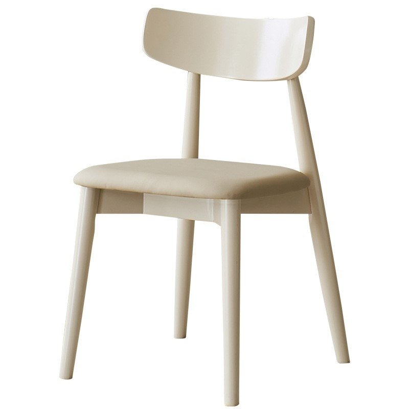 Nordic Cream Style Dining Chair Household Solid Wood Stool Modern Simple Leather Art Furniture White Light Luxury Makeup Chair 5