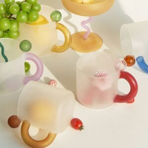 Colored handle Glass Cup Coffee Mug High Borosilicate Glass Heat Resistant Water Mug Creative Office Tea Cup 1