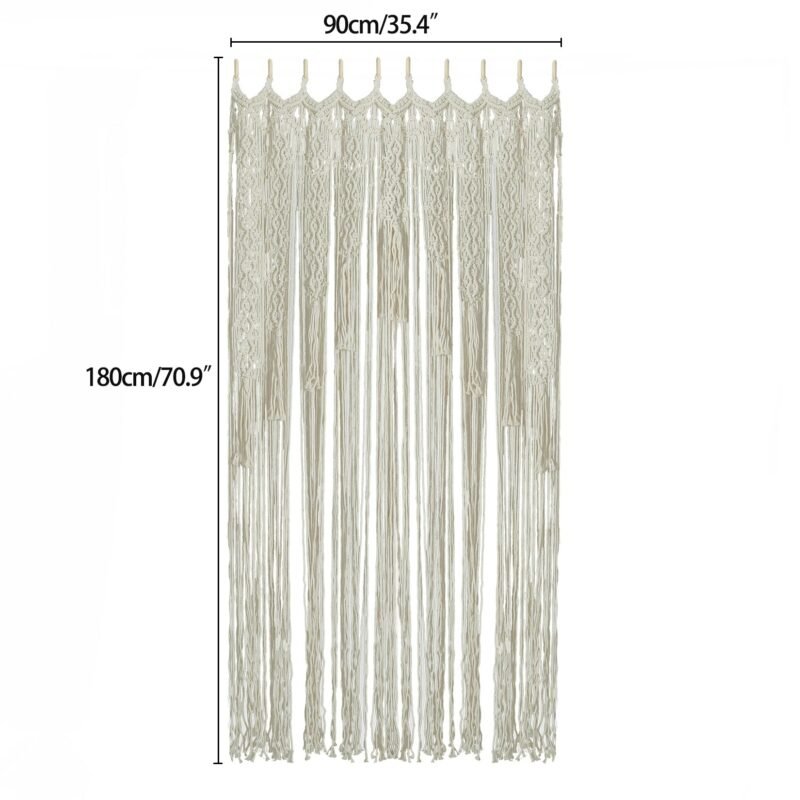 Hand-woven Macrame Cotton Door Curtain Tapestry Wall Hanging Art Tapestry Boho Decoration Bohemia Wedding Backdrop Tapestry 6