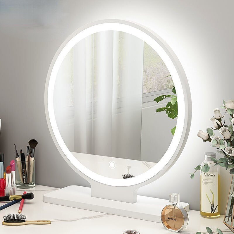 Makeup Decorative Mirror Bathroom Light Glass Tabletop Round Smart Decorative Mirror Aesthetic Grand Miroir Room Decoration 6