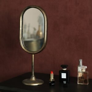 Nordic Bath Mirrors Metal Luxury Desktop Vanity Aesthetic Wall Arabic Decoration Golden Espejos Decorativos Light Makeup Mirror 1