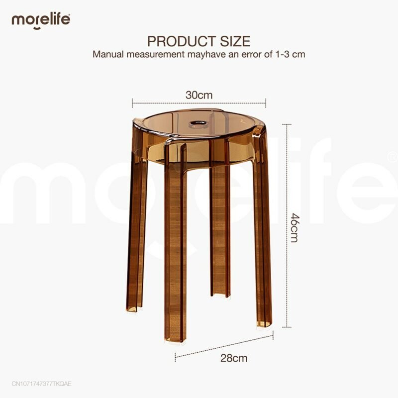 Light Luxury Plastic Transparent Stools Household Thickened Foldable Round Stools Simple Living Room Dining Chair Acrylic Chair 6