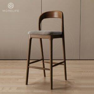 Nordic designer solid wood bar chair Reception chair Coffee chair Simple high chair Cashier desk chair Island table Dining chair 1