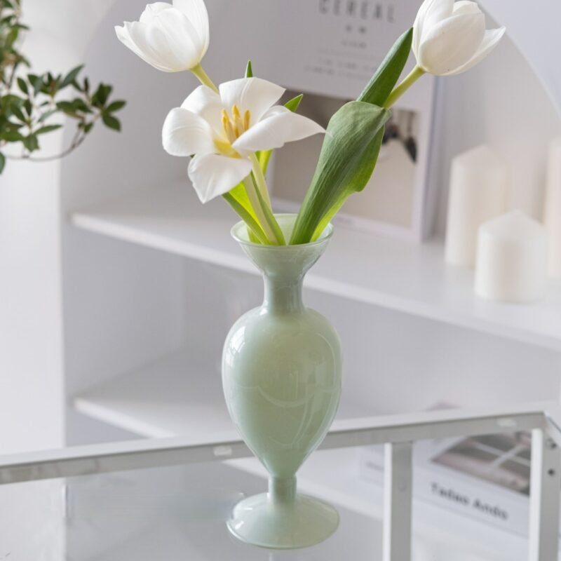 Frencn Jade Color Glass Vase Home Decoration Vase Decoration Household Nordic Living Room Table Vases 4