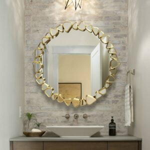 Led Lighted Makeup Mirror Bathroom Art Decor Round Dressing Table Wall Mirror Modern Metal Design Espejo Redondo Decorating Room 1
