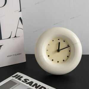 MOMO Nordic Ins Style Desktop Clock Decoration Simple Modern Bedroom Bedside Silent Clock Black And White Small Round Clock 1