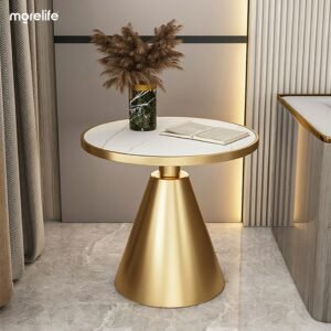 Nordic bedside cabinet Corner table coffee table living room bedside round tea table gold marble round coffee table furniture 1