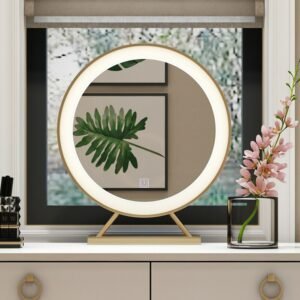 Round Cosmetic Led Table Bathroom Wall Mirror Decorative Room Makeup Decoration Home Mirror with Light Spiegel Vanity Mirror 1