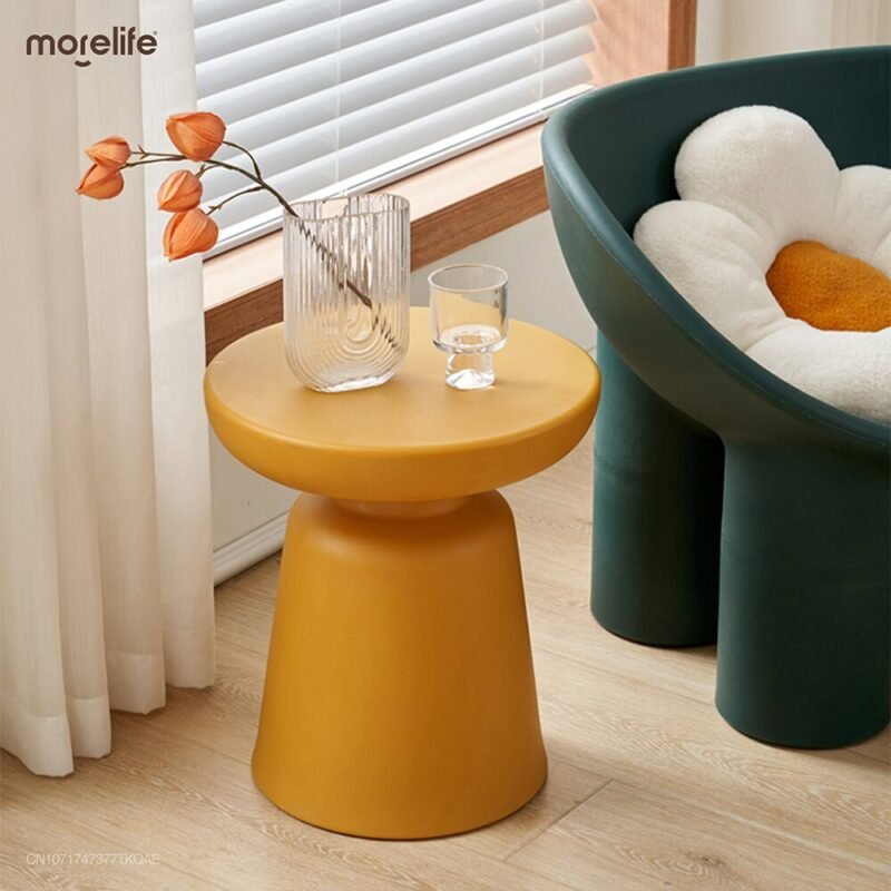 Nordic Small Coffee Table Simple Stool Modern Living Room Plastic Creative Circular Edge Corner Table Designer Dining Stool 2
