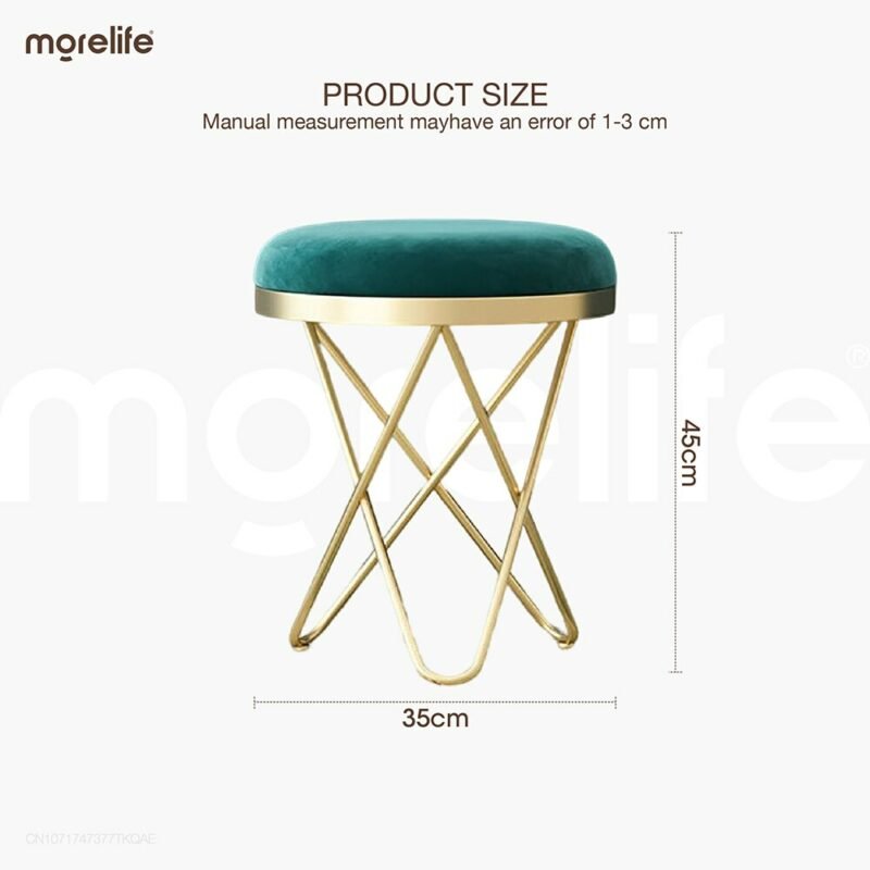 Nordic Light Luxury Dressing stool Metal upgrade Small Round Stool Dressing Chair Living Room Shoes stool Bedroom Dressing stool 6