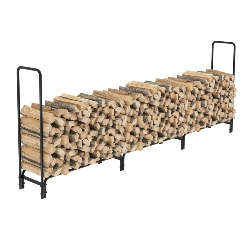 Outdoor Fire Wood Log Rack for Fireplace Heavy Duty Firewood Pile Storage Racks for Patio Deck Metal Log Holder Stand 3