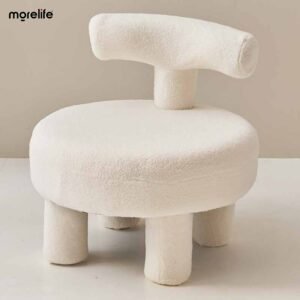 Nordic Lamb Velvet Small Sofa Chair Lamb stool low stool footstool Dismantling and Washing Shoe Stool Minimalist Design Stool 1