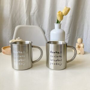 MOMO Korean Ins Style Niche Stainless Steel Mug Simple English Letter Coffee Cup Camping Outdoor Water Cup 1