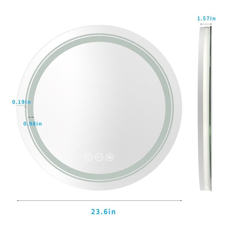 24 Inch LED Bathroom Vanity Round Mirror Dimmable,Anti-Fog Circle Wall Mounted Mirror,Makeup Mirror with Lights 5
