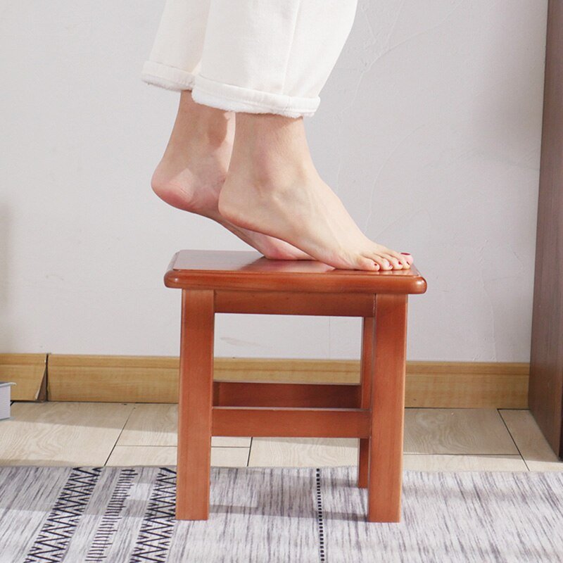 MOMO Solid Wood Small Stool Home Low Stool Coffee Table Stool Children's Footstool Square Stool Bench Stool Change Shoe Stool 3
