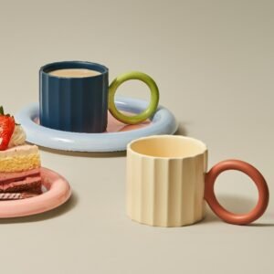 Big Handle Japanese Ceramic Coffee Mug for Coffee Tea Milk Water Couple Mug Microwave Safe Creative Birthday Gift Coffee Cup 1