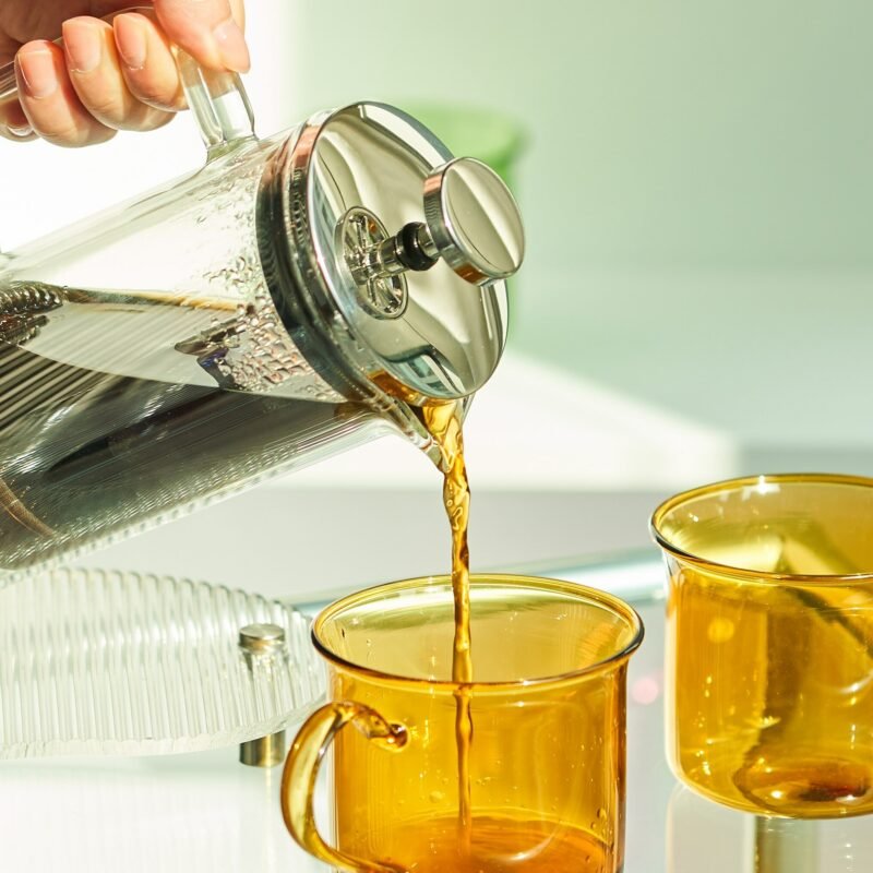Double Layer French Press Pot Hand Brewing Coffee Filter Press Pot High Borosilicate Glass Heat-resistant Tea Maker Coffee Pot 5