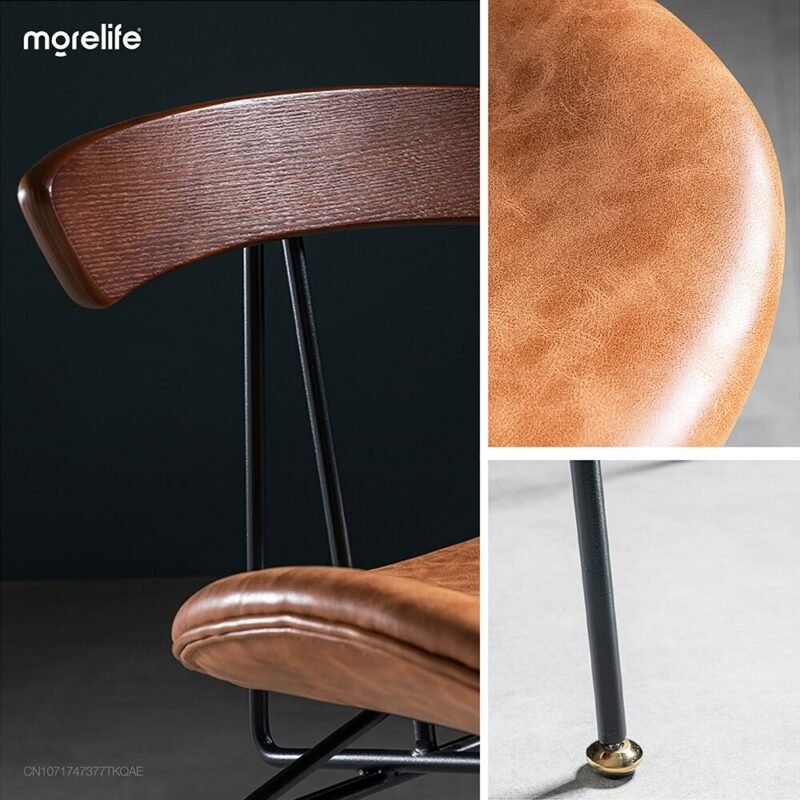 Nordic iron bar chair bar stool high chair modern simple backrest American light luxury industrial style bar chair dining chair 5