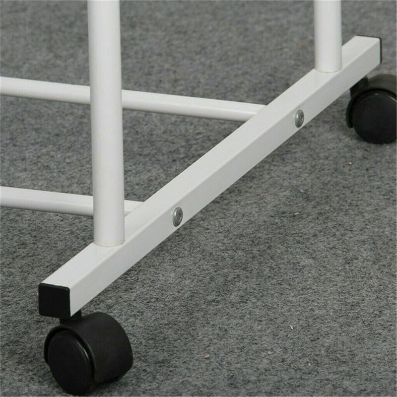 1.5m Large Clothes Rack Double Rail Rolling Stand Shoes Rack Storage Shelf White 5