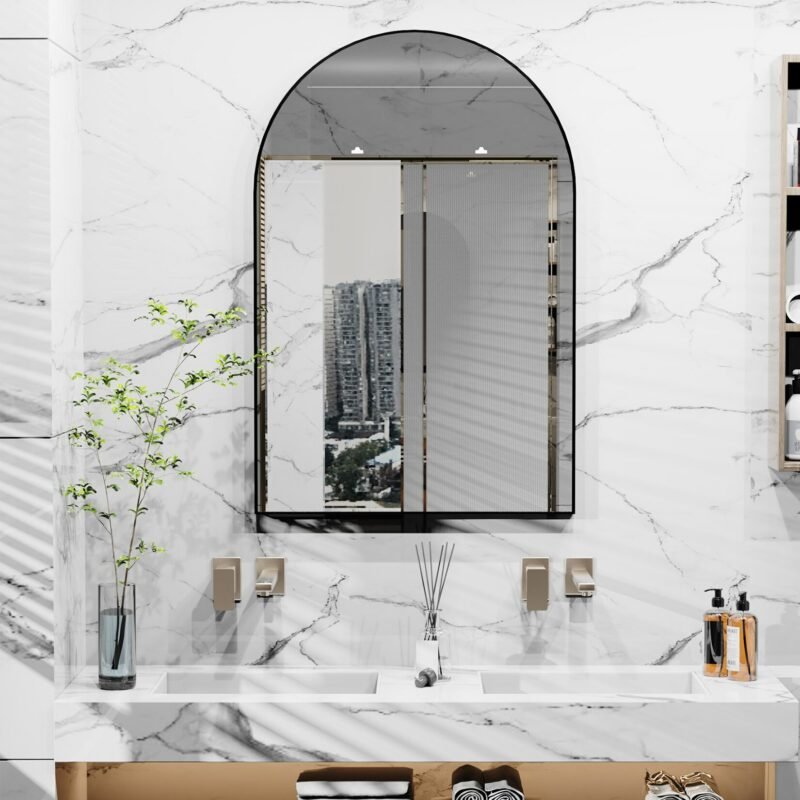 Black Arch Mirror Decor for Entryway Mirror, Mantle Mirror, Dresser Mirror for Bedroom Large Arched Bathroom Mirror 2