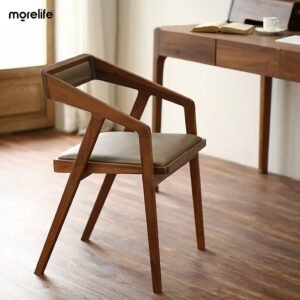 Solid Wood Dining Chair Creative Cafe Bar Catering Milk Tea Shop Single Chair Home Backrest Cushion Chair New 2023 1