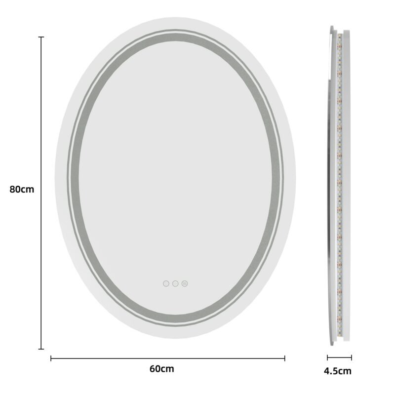 LED Illuminated Mirror Oval Bathroom Makeup Mirror with Dimmable 4
