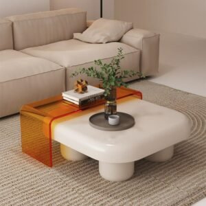 MOMO Cloud Coffee Table Small Apartment Japanese-style Net Red Wabi-sabi Cream Style Homestay Living Room Square Acrylic Table 1
