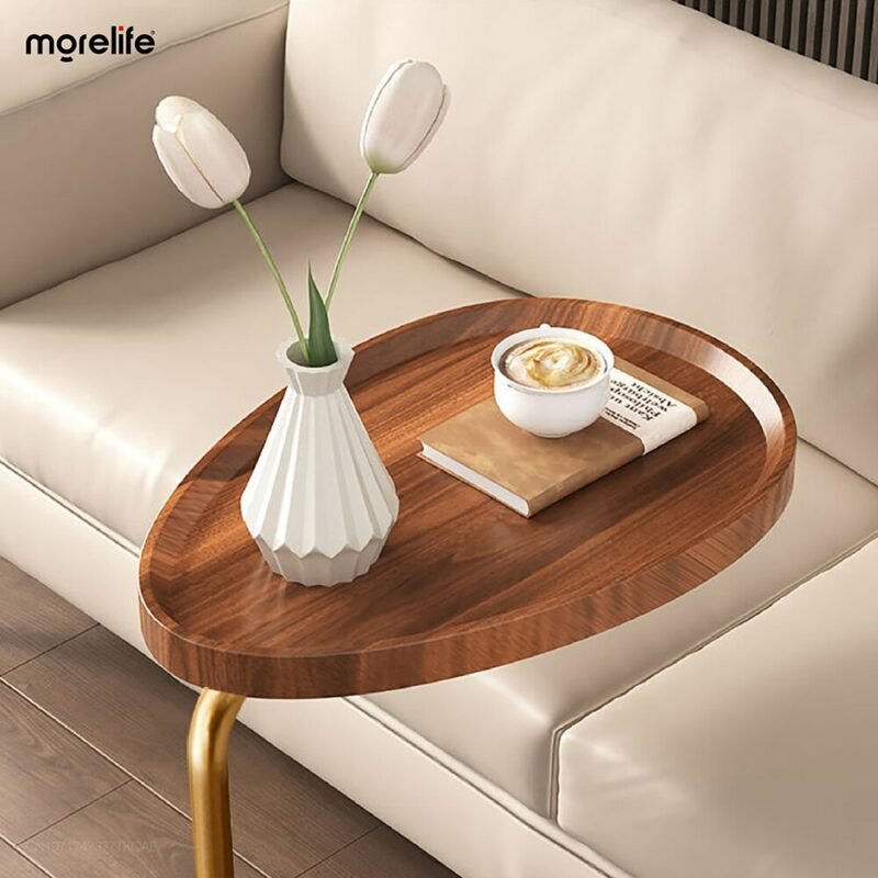 Simple Modern Side Table Sofa Corner Table Bedside Reading Oval Coffee Table Tea Solid Wood Counter Top Living room furniture 4